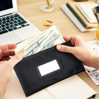 Money Bank Deposit Bag with Zipper | 10-Pack | Black | 11x6 inch | Durable Leatherette — view 4