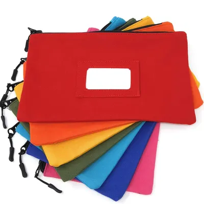 Canvas Zipper Tool Bag with ID Window | Blank Cards Included | Heavy Duty Utility Pouch