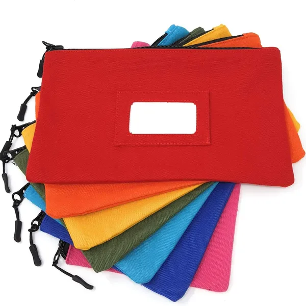 Canvas Zipper Tool Bag with ID Window | Blank Cards Included | Heavy Duty Utility Pouch