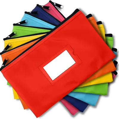 Money Bank Deposit Bag with Zipper | 7-Pack 7 Colors | 11x6 inch Leatherette